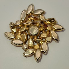 Vintage Set Gold-tone & Rhinestone Brooch and Clip on Earrings
