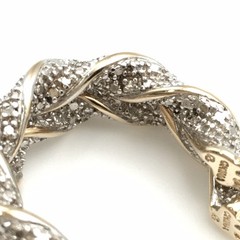 Vintage ROSS SIMONS 2 Tone Sterling Silver Diamond Hoop Earrings 925 9g #66