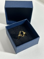 Vintage Black Cubic Zirconia Ring Gold Plated Womens Size 6.5