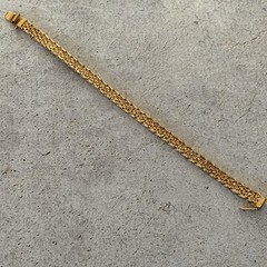 Vintage Monet Gold Woven Bracelet Textured Chain Link Slim Stackable 80s