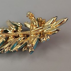 Vintage Rhinestone Brooch Clip Earrings Set Blue Waterfall Articulated Designer