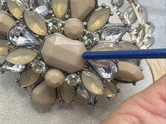 Vintage Rhinestone Cluster Stretch Bracelet Champagne Silver Tone Statement 6.25