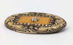 Vintage Catherine Popesco Enamel Brooch Yellow Oval Pin FRANCE Art Deco