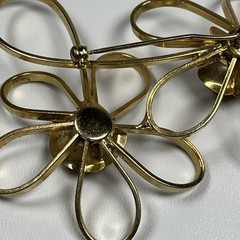 Gold Tone Metal Wire Abstract Modernist Flower Brooch Vintage 3″ X 2.4″