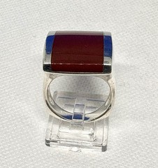 R05 Vintage 1950-1970s Carnelian 925 Silver RING Size 11