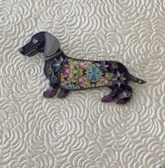 Dachshund vintage style brooch enamel on metal