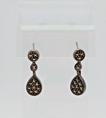 VTG 925 MC Teardrop Marcasite Earrings 1in Drop Sterling Silver 3gtw New Backs
