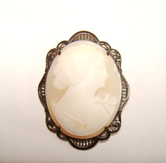 Vintage Harwood 6.1g Sterling Silver Carved Shell Cameo Brooch Pin 37mm x 30mm