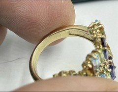 EFFY 14k Gold Multi Color Gemstone Diamond Cocktail Ring Band
