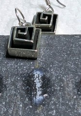 Vtg Sterling Silver Greek Key Maze Spiral Square Shape Hook Dangle 925 Earrings