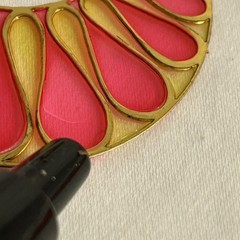 Vintage hot pink hoop earrings Gold wire teardrop petals round MOD groovy hoops