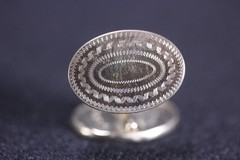 Antique PSM Phillip-Simons Co Belais 14K White-Gold-Front Cufflinks Oval Shape