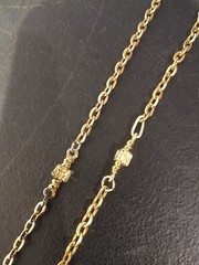 Vintage 70’s Signed Roget Long Necklace Gold Tone 36 In