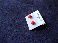 VINTAGE 1970s CLASSIC RED JASPER 6MM BALL GOLD FILLED POST STUD EARRINGS