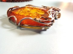 HAND CARVED REVERSE INTAGLIO BALTIC AMBER PENDANT FAIRY NYMPH LADY IN 925 SILVER