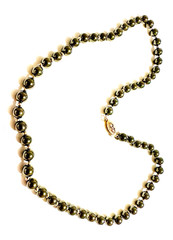 SIGNED 14K GF Clasp Hematite Bead Necklace 25″ Vintage Gold Tone Spacer Beads