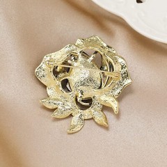Rhinestone Red Flower Brooch Pin for Women Girls Gold-Tone Fashion Crystal En…