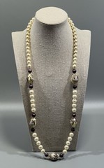 Vintage Japan Faux Pearl Lilac Necklace 28″ Long