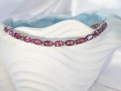 Sterling Silver 925 Rhodolite Pink Garnet Tennis Bracelet 8″