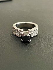 Platinum 1.50ct Black Diamond Solitaire With .75ct Diamond Accents (A3)