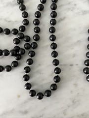 Vintage Set: 3 Black Bead Necklaces with Matching Bracelet