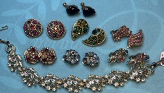 Lot 7 Pr Vintage Clip Earrings Lisner, Kramer, Weiss & Haskell & Lisner Necklace