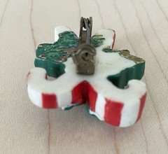 Vintage Candy Cane Mistletoe Christmas Party Brooch Pin