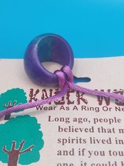Vintage Knock Wood Good Luck Necklace Or Ring On Card Size Medium Natural Magic