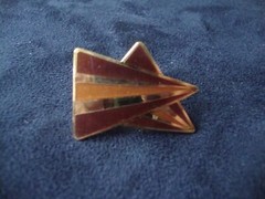 Vintage Retro Mod Triangles Cloisonne Brown & Bronze Enamel Gold Tone Scarf Clip