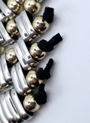 Vintage Silver & Gold Tone Beaded Bib Statement Necklace Gothic Black