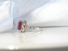 Vintage Sterling Silver 925 Raw Natural Ruby Diamond Ring Size 6