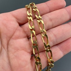 Vintage Figaro Chain Necklace Gold Tone 1990s 1/4″ Thick 29″ Long No Clasp