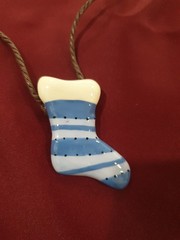 Flying Colors Vintage Xmas Necklace Stocking Blue & White Festive Holiday