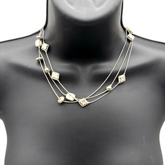 Vintage 90s Silver-tone 3 Layer Floating Floral Charm Necklace 16-18″