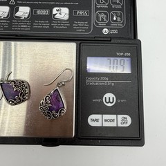 Vtg BBJ Sterling 925 Silver Purple Turquoise Dangle Earrings JTV