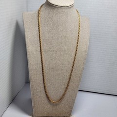 Vintage Sweet 14K Gold Overlay Rope Chain Necklace Bracelet Set 23” Signed