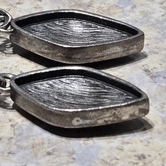 Vintage Silver Metal Black Onyx Dangling Earrings Pierced Wire 15.7 Grams