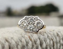 Art Deco Style Round Cut Lab-Created Diamond 14K Yellow Gold FN Anniversary Ring