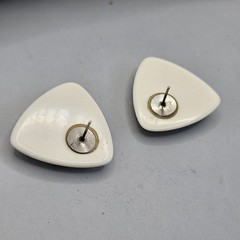 Vintage White Geometric Earrings Triangle Pop Art Graphics Post Pierced 1970s