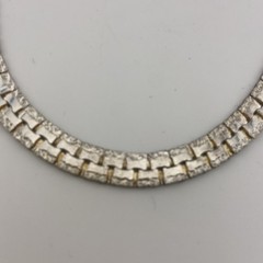 Tennis Chain Necklace 18″ Silver Tone Long Chain Wide Unisex