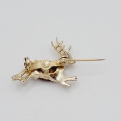 Vintage Red Rhinestone Reindeer Christmas Holiday Rudolph Brooch Pin Tiny 1 inch
