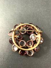 Vintage Round Amethyst Color Brooch