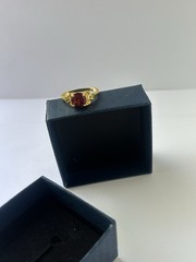 Vintage Red Cubic Zirconia Ring Gold Plated Womens Size 9