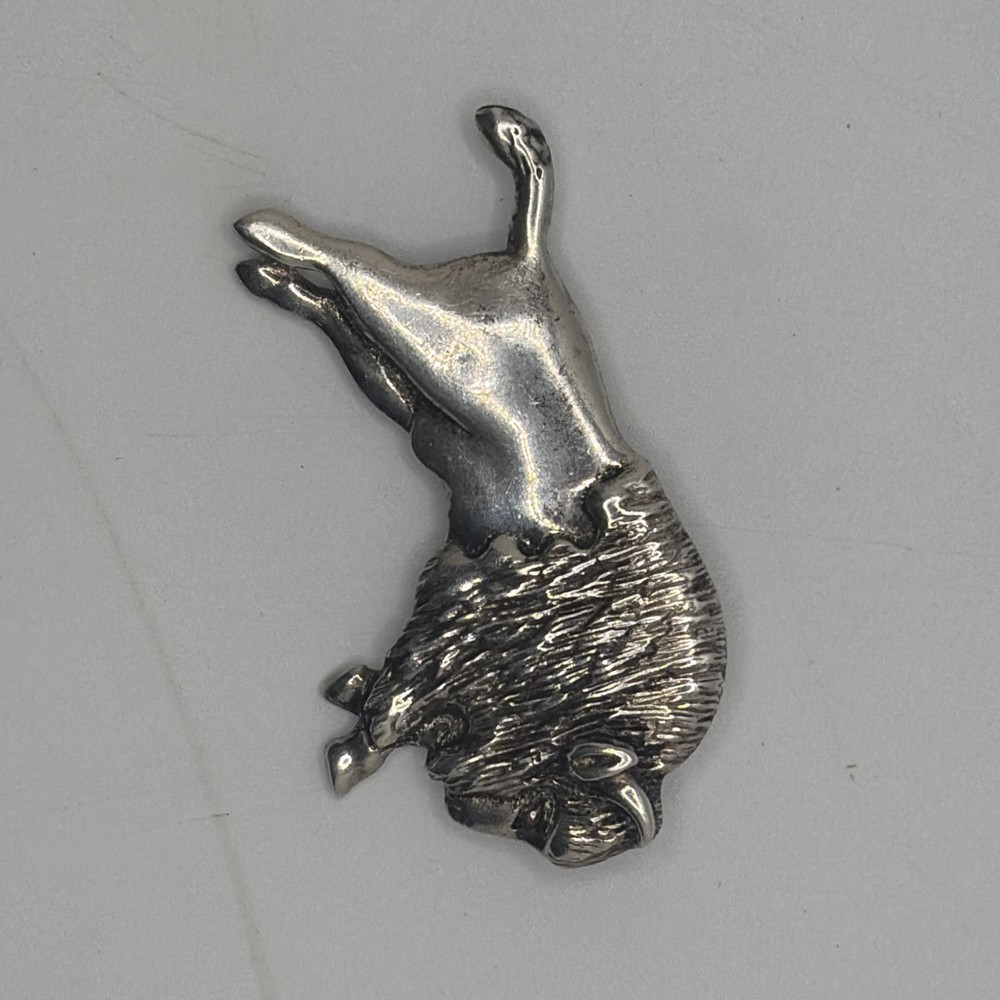 13g Sterling Silver 925 Charging BUFFALO Brooch or Pin Pendant Combination 2.25”
