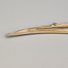 Vintage Modernist Brooch Mid Century Orange Enamel Gold Tone Long 4.25″