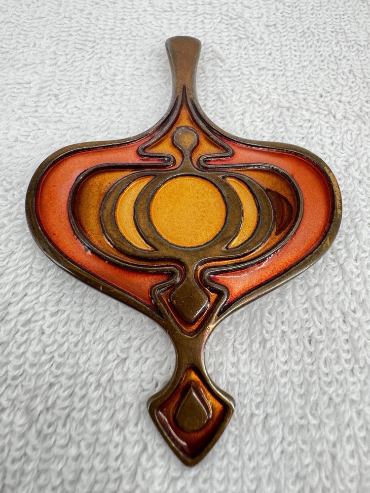 Vintage 1960’S MCM Copper & Enamel Pendant David Andersen Norway By U.Tangerud