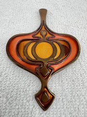 Vintage 1960’S MCM Copper & Enamel Pendant David Andersen Norway By U.Tangerud