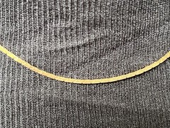 Vintage Gold-toned Necklace Flat Diamond Cut Herringbone Chain Signed 15.5 In