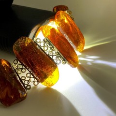 Alluring Amber Bracelet made from Rectangle shaped beads