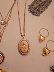 Vintage & Contemporary Jewelry Lot – NAPIER Stamped Bracelet, Cameo Necklace & M